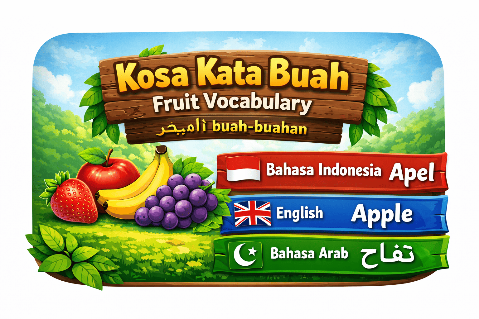 Gim-Kosa Kata Buah dalam 3 bahasa